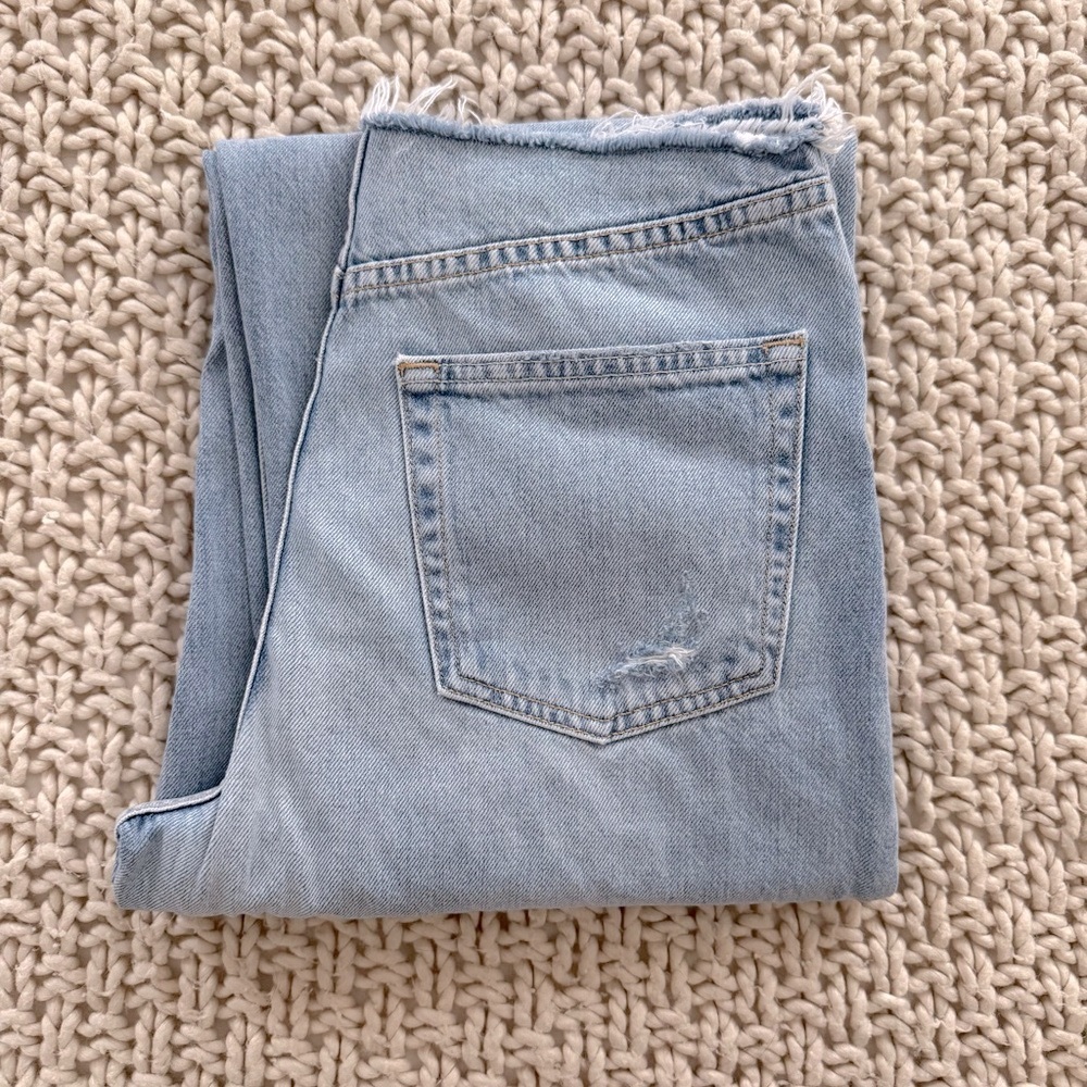 GRLFRND Jordan Low Rise Frayed Waist Boyfriend Jean
